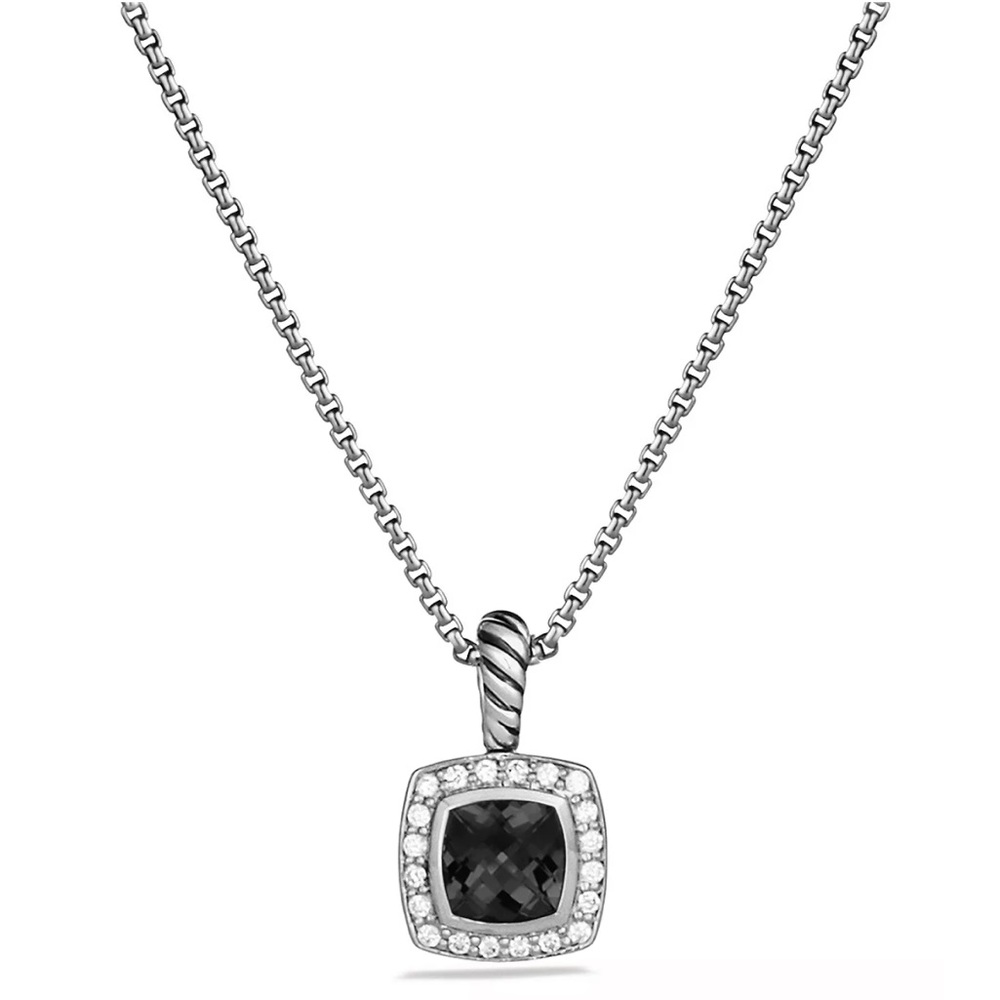 NWOT David Yurman Petite Albion Pendant with Black Onyx and Diamonds on Chain